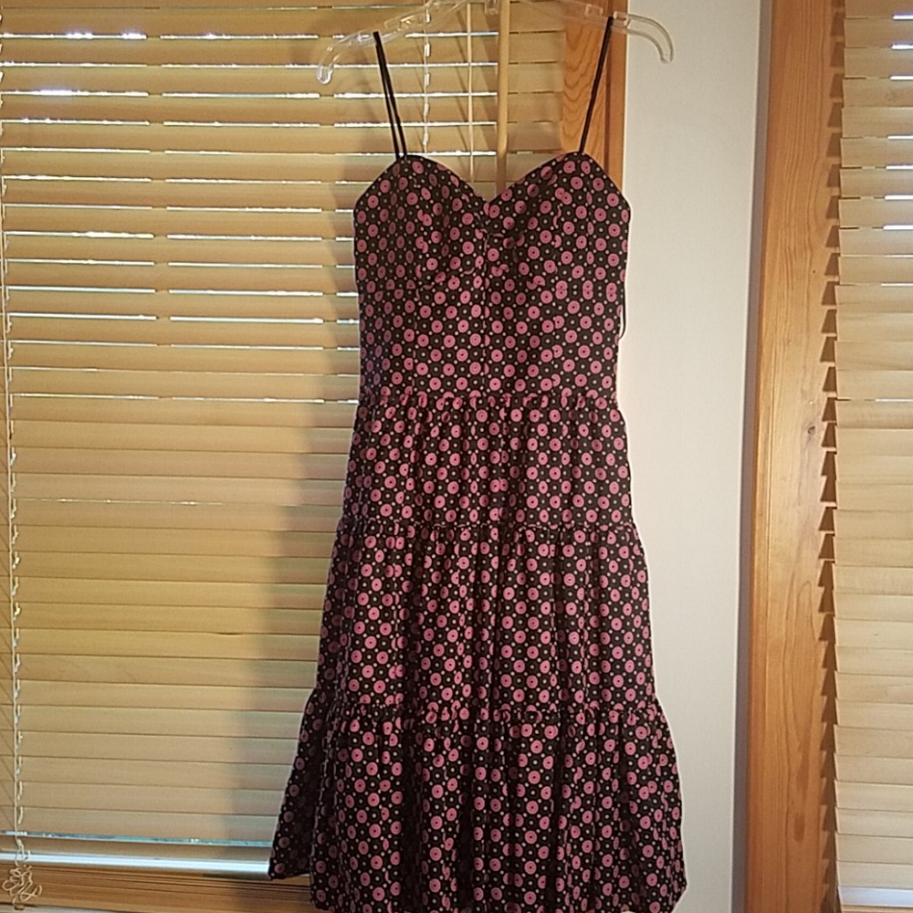 Spaghetti strap black dress with red flowers
